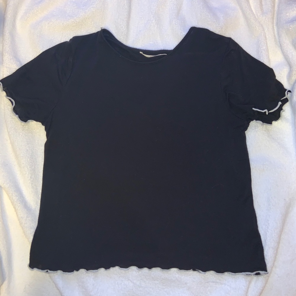 Black & White Lettuce Hem Shirt